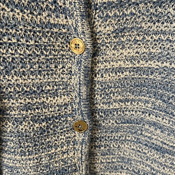 J. Jill Wearever Spray-Dyed Cardigan Sweater Large Blue Cotton Ribbed Knit NWT - Picture 4 of 7
